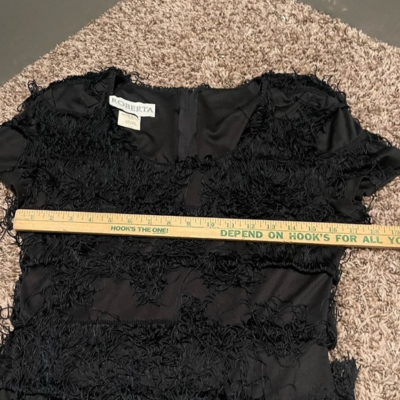 Roberta vintage fringe 1970s Black Short Sleeve Fringe Party Dress flapper - Picture 7 of 7